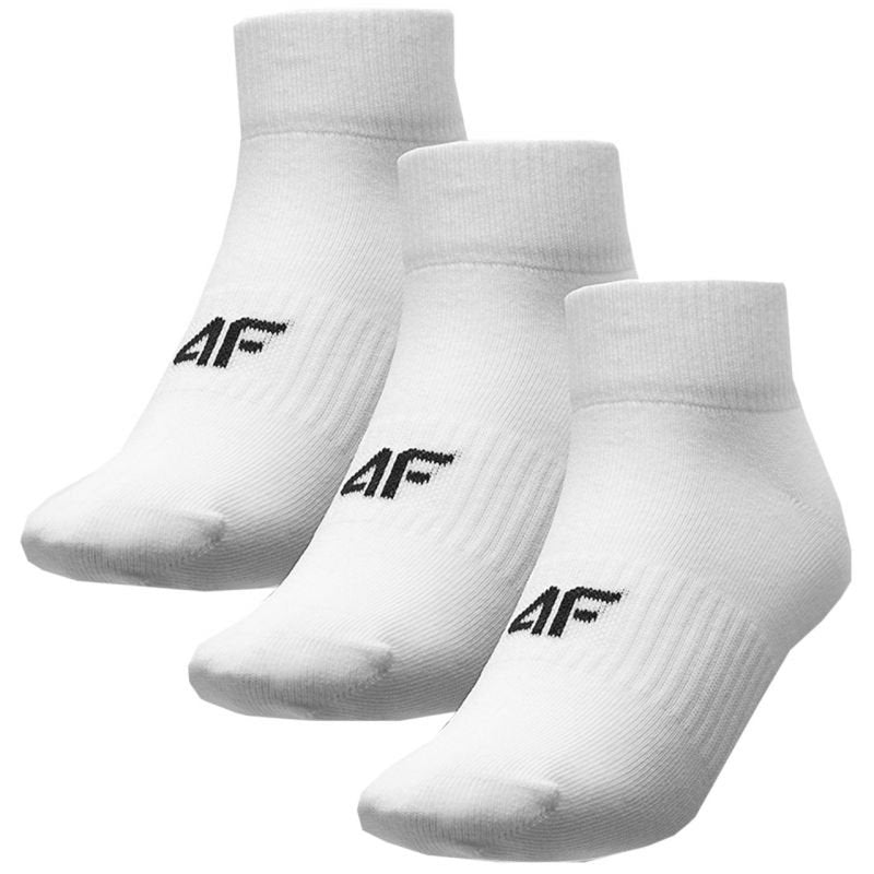 4F Women's 3 - Pack White Low Socks F198 - Soft Cotton Blend with Supportive Cuffs - Nexellus