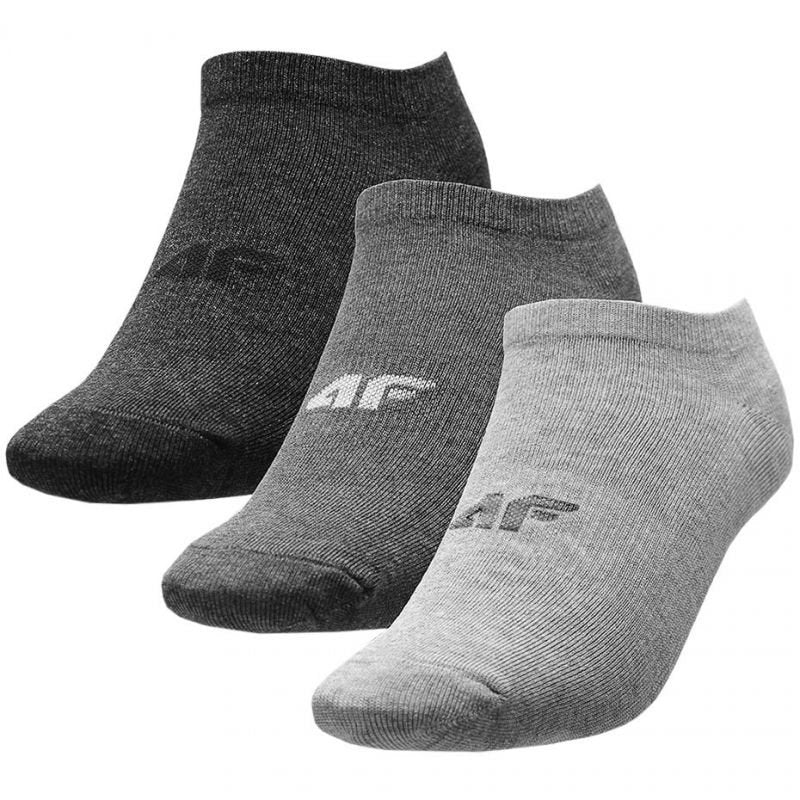 4F Women's Ankle Socks 3 Pairs Gray Melange H4L22 SOD003 Comfortable No - Slip Cuffs - Nexellus