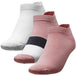 4F Women's Ankle Socks 3 Pairs With 4F Dry Technology, Moisture Control, Ribbed Midfoot, White/Pink - Nexellus