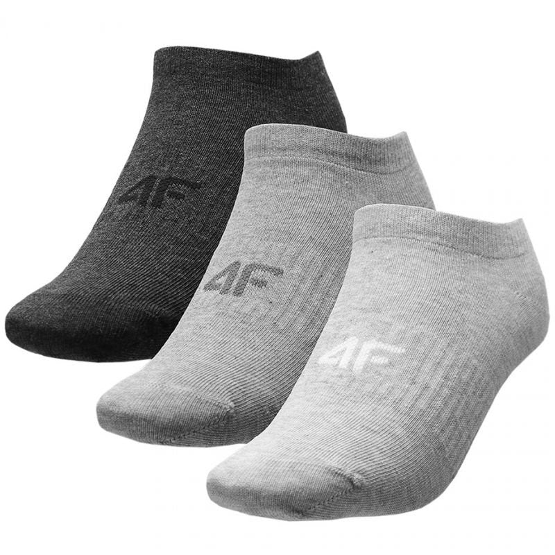 4F Women's Ankle Socks - Gray Melange H4L22 SOD302, 3 Pairs, Soft Cotton Blend, Comfortable Fit - Nexellus