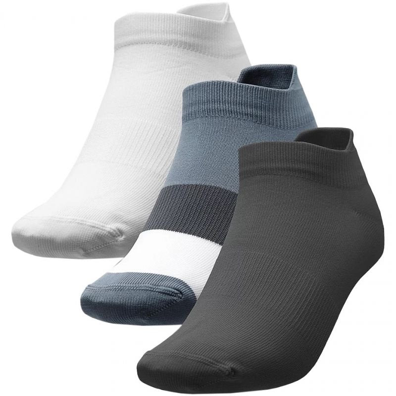 4F Women's Ankle Socks Set - 3 Pairs in Anthracite, Denim, and White with 4F Dry Technology - Nexellus