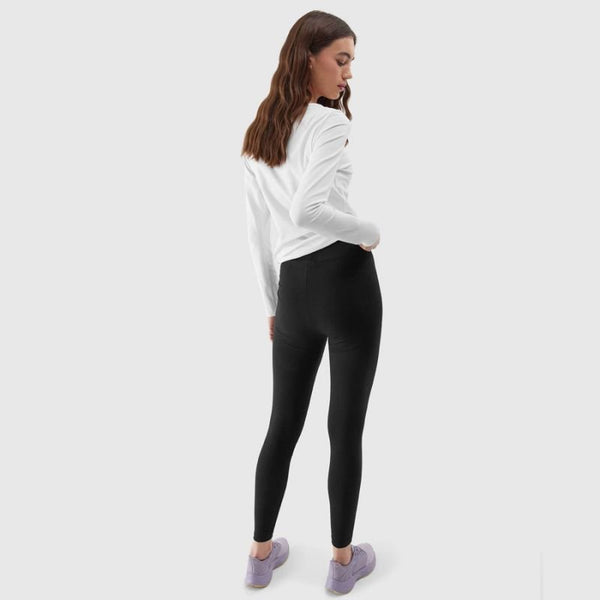 4F Women's Black Leggings With Elastic Waistband for Training and Everyday Activities - Nexellus