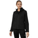 4F Women's Black Softshell Jacket H4Z22 SFD001 20S Windproof with Detachable Hood and Zipped Pockets - Nexellus