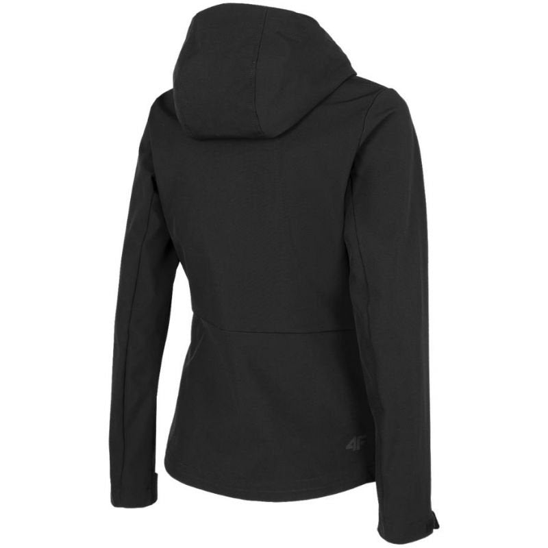 4F Women's Black Softshell Jacket H4Z22 SFD001 20S Windproof with Detachable Hood and Zipped Pockets - Nexellus