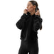 4F Women's Black Zipped Hoodie Sweatshirt with Pockets, Regular Fit, Soft Modal Blend, 4FWSS24TSWSF1002 - Nexellus