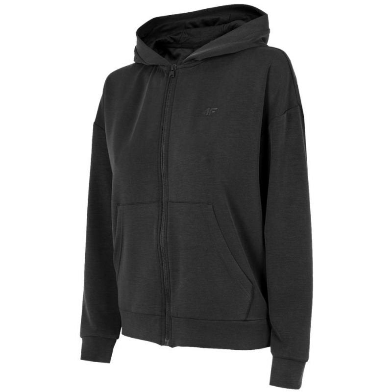 4F Women's Black Zippered Sweatshirt H4Z22 BLD041 20S with Spacious Hood & Pockets - Nexellus