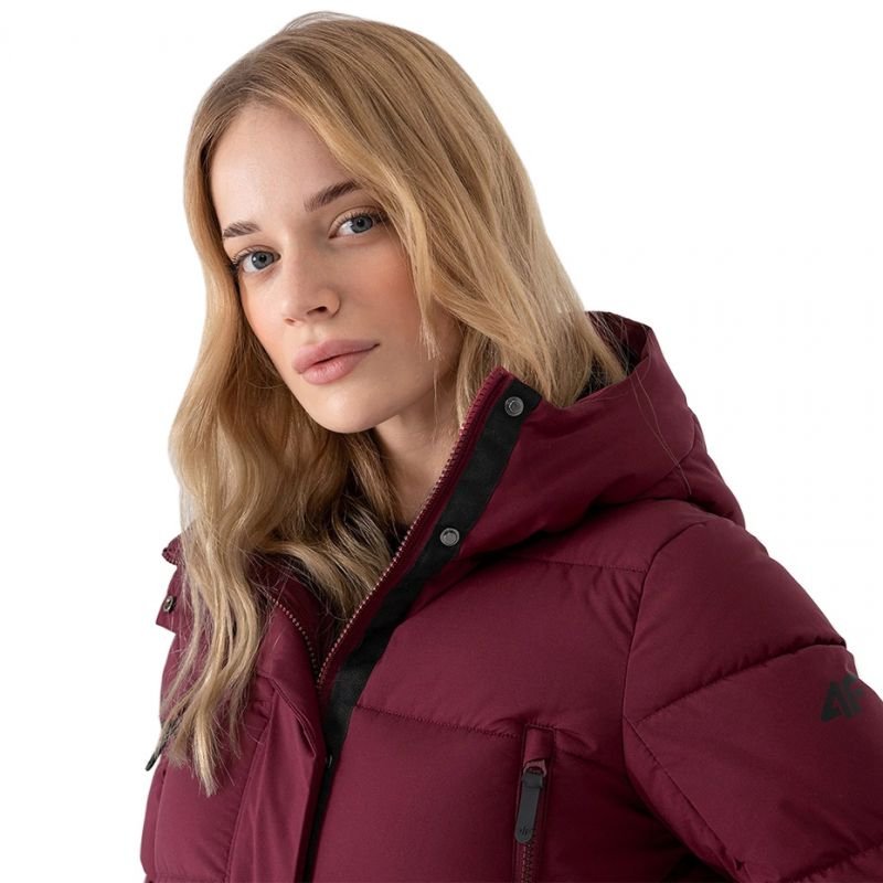 4F Women's Burgundy Jacket H4Z21 KUDP013 60S - Water - Repellent, Windproof, Insulated With Hood - Nexellus