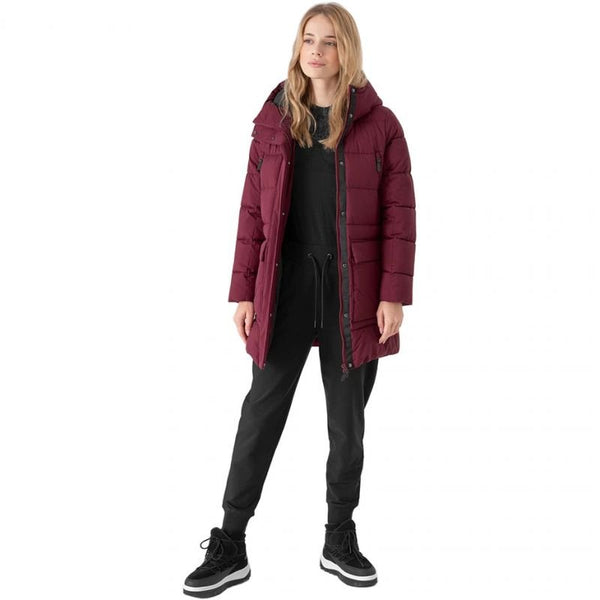 4F Women's Burgundy Jacket H4Z21 KUDP013 60S - Water - Repellent, Windproof, Insulated With Hood - Nexellus