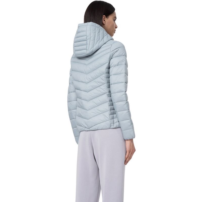 4F Women's Down Jacket F095 - Lightweight, Water - Repellent, Blue, Quilted Design with Hood - Nexellus