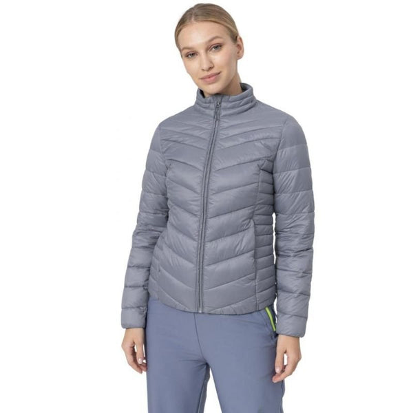 4F Women's Gray Down Jacket H4Z22 KUDP002 32S, Water - Repellent, Lightweight, Elastic Cuffs, 2 Zipped Pockets - Nexellus