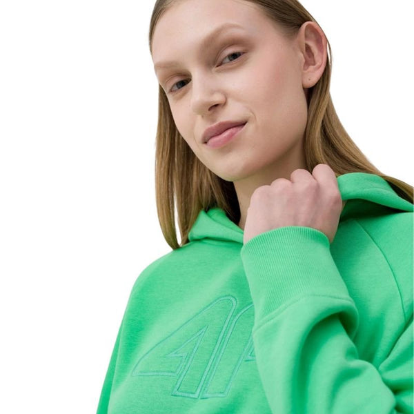 4F Women's Green Sweatshirt 4FSS23TSWSF535 41S with Kangaroo Pocket and Brushed Fabric - Nexellus