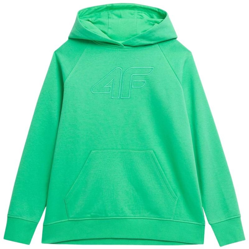 4F Women's Green Sweatshirt 4FSS23TSWSF535 41S with Kangaroo Pocket and Brushed Fabric - Nexellus