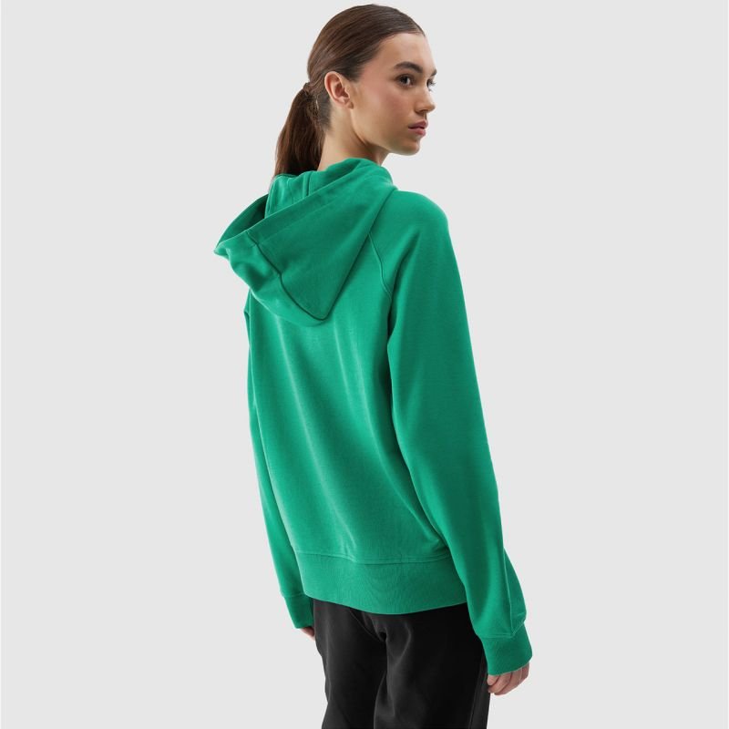 4F Women's Green Sweatshirt F0955 - Comfortable French Terry Fabric, Hooded Design, and Kangaroo Pocket - Nexellus