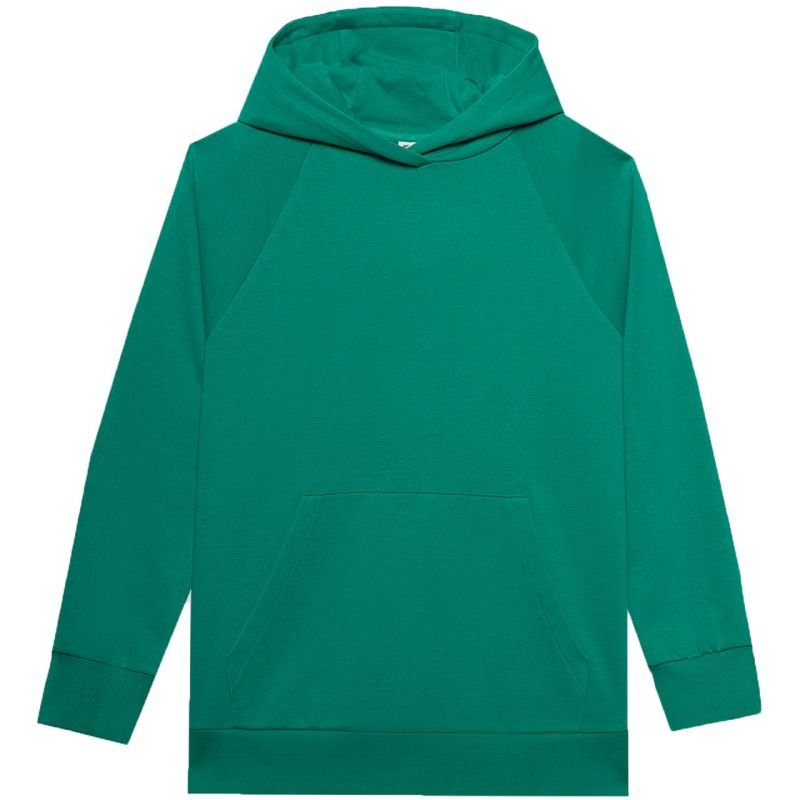 4F Women's Green Sweatshirt F0955 - Comfortable French Terry Fabric, Hooded Design, and Kangaroo Pocket - Nexellus