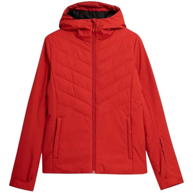 4F Women's Hooded Ski Jacket H4Z21 KUDN003 62S with NeoDry 8,000 Waterproof Membrane, Red - Nexellus