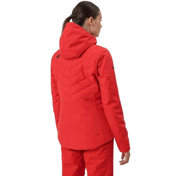 4F Women's Hooded Ski Jacket H4Z21 KUDN003 62S with NeoDry 8,000 Waterproof Membrane, Red - Nexellus