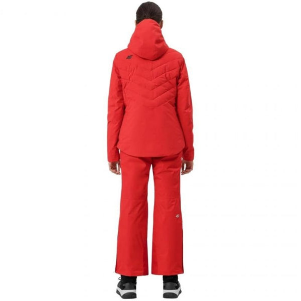 4F Women's Hooded Ski Jacket H4Z21 KUDN003 62S with NeoDry 8,000 Waterproof Membrane, Red - Nexellus