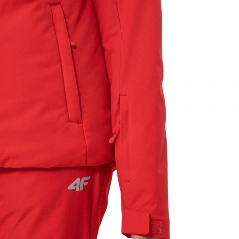 4F Women's Hooded Ski Jacket H4Z21 KUDN003 62S with NeoDry 8,000 Waterproof Membrane, Red - Nexellus