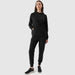 4F Women's Hooded Sweatshirt F0955 in Deep Black, Soft French Terry, Ribbed Cuffs, Casual Lifestyle Style - Nexellus