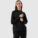 4F Women's Hooded Sweatshirt F0955 in Deep Black, Soft French Terry, Ribbed Cuffs, Casual Lifestyle Style - Nexellus