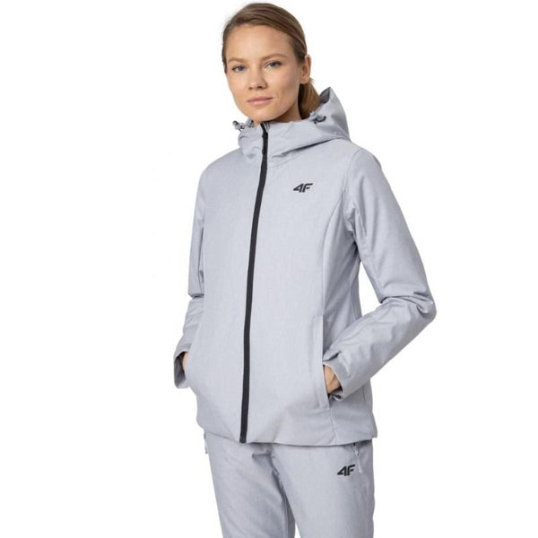 4F Women's Light Gray Melange Ski Jacket H4Z22 KUDN001 27M with Waterproof Membrane and Snow Belt - Nexellus