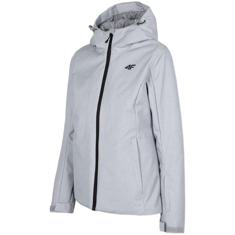 4F Women's Light Gray Melange Ski Jacket H4Z22 KUDN001 27M with Waterproof Membrane and Snow Belt - Nexellus