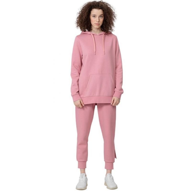 4F Women's Light Pink Sweatshirt H4Z22 BLD352 56S, Loose Fit, Hooded, Kangaroo Pocket, Warm Insulation - Nexellus