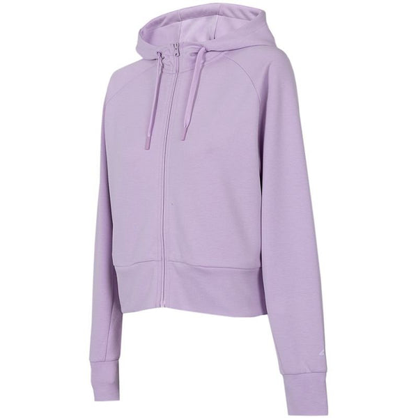 4F Women's Light Purple Crop Top Sweatshirt H4Z22 BLD027 with Zipper and Spacious Hood - Nexellus