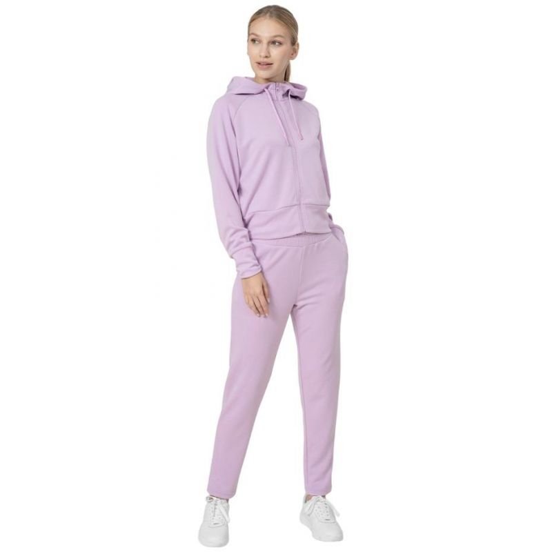 4F Women's Light Purple Tapered Pants H4Z22 SPDD013 52S with High Elastic Waist and Side Pockets - Nexellus