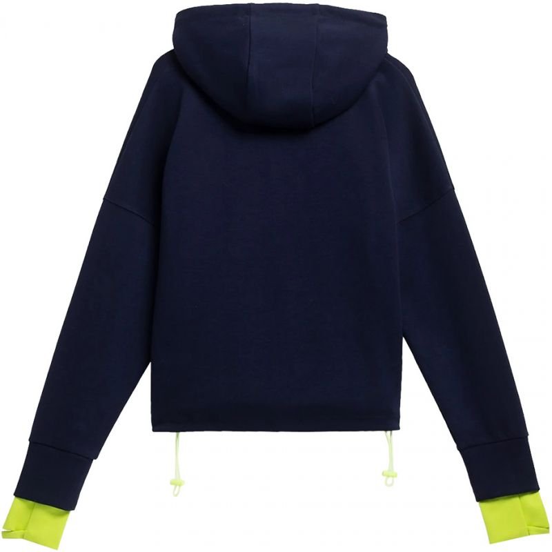 4F Women's Navy Blue Hoodie Sweatshirt H4L21 - BLD025 with Two - Layer Hood and Thumbhole Cuffs - Nexellus