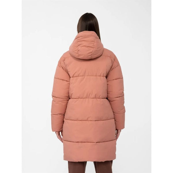 4F Women's Pink Knee Length Jacket with Adjustable Hood and Practical Pockets for Everyday Use - Nexellus