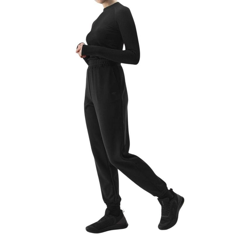 4F Women's Regular Fit Black Pants with Elastic Legs, 40% Modal, Moisture - Wicking Fabric - Nexellus