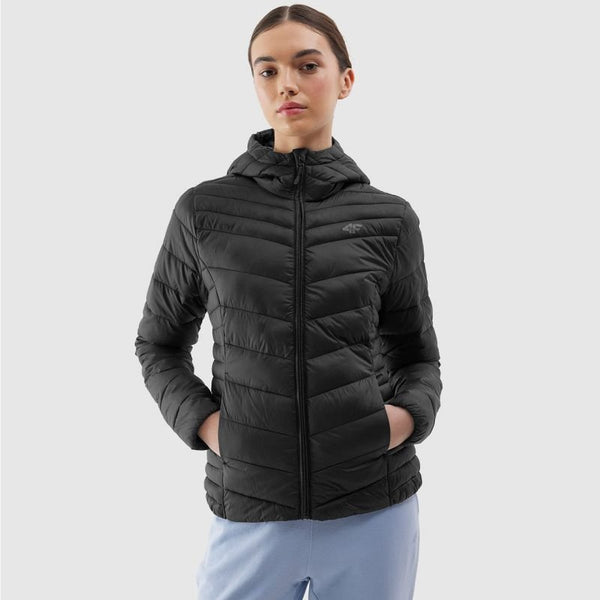 4F Women's Slim Fit Down Jacket F351 - Lightweight Black with Hydrophobic Coating and Recycled Filling - Nexellus