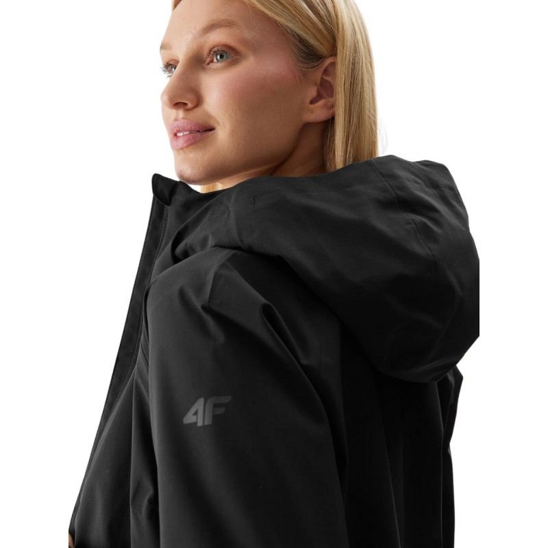 4F Women's Technical Jacket 4FWSS24TTJAF428, Waterproof NeoDry 5000 Membrane, Adjustable Hood, Black - Nexellus