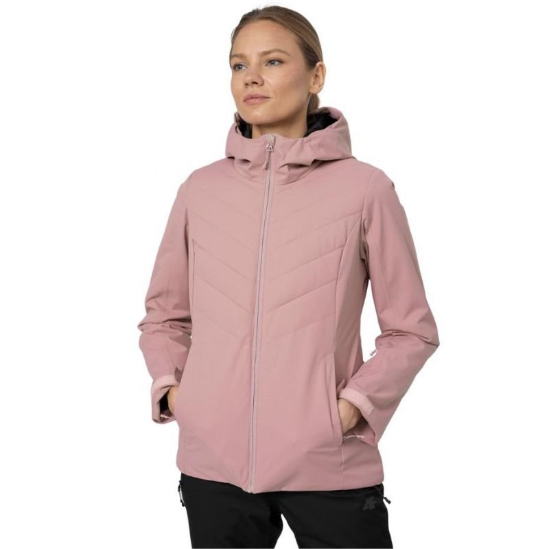 4F Women's Waterproof Ski Jacket Pink H4Z22 KUDN003 53S with Thermal Insulation & Snow Belt - Nexellus