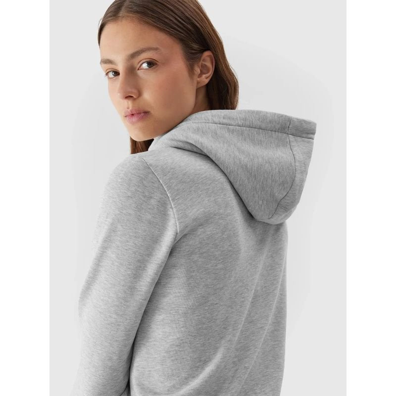 4F Women's Zip - Up Hoodie Sweatshirt W 4FAW23TSWSF0730 - 27M, Gray Cotton, Adjustable Hood - Nexellus