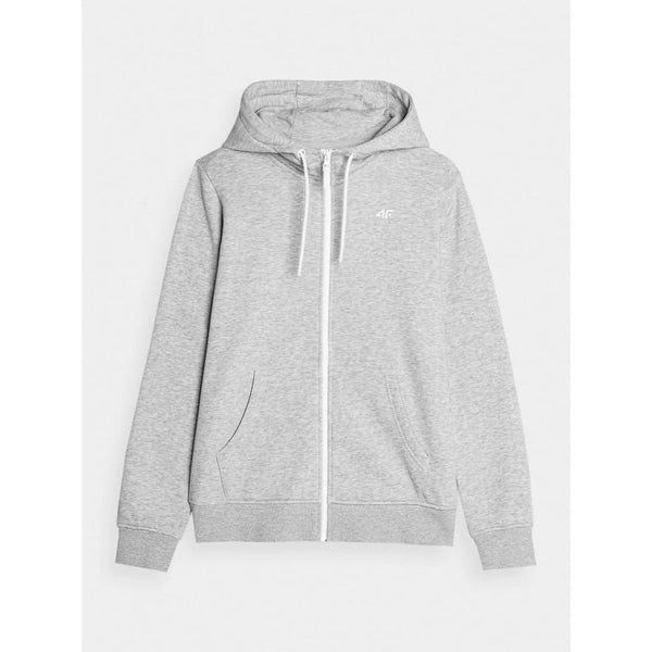 4F Women's Zip - Up Hoodie Sweatshirt W 4FAW23TSWSF0730 - 27M, Gray Cotton, Adjustable Hood - Nexellus