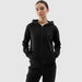 4F Women's Zippered Hoodie Sweatshirt, Deep Black, Cotton Blend, 2 Side Pockets, Elastic Cuffs, Model F0956 - Nexellus