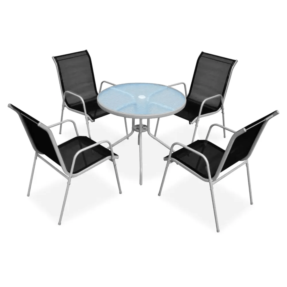 5 Piece Outdoor Dining Set Steel Black - Nexellus