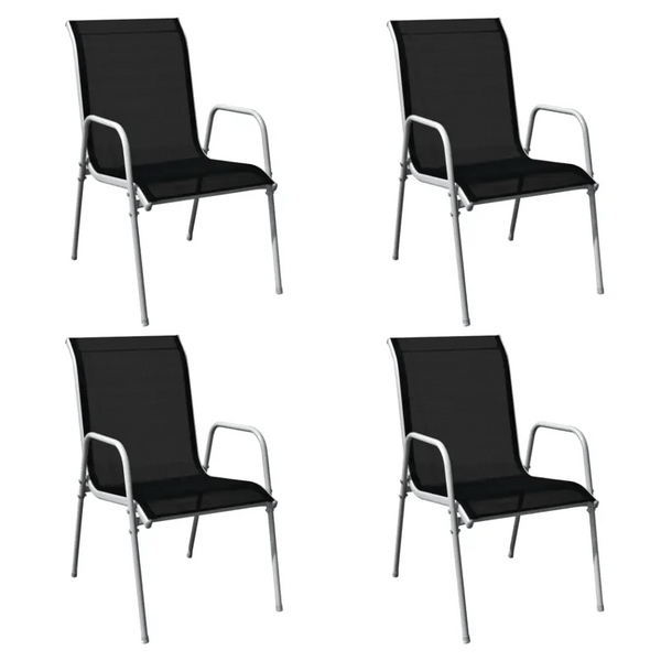 5 Piece Outdoor Dining Set Steel Black - Nexellus