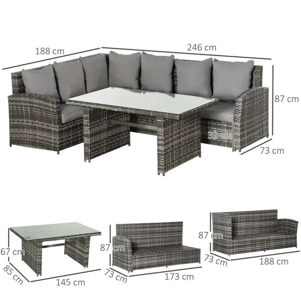 5-seater patio dining table sets all weather pe rattan sofa cushions Nexellus