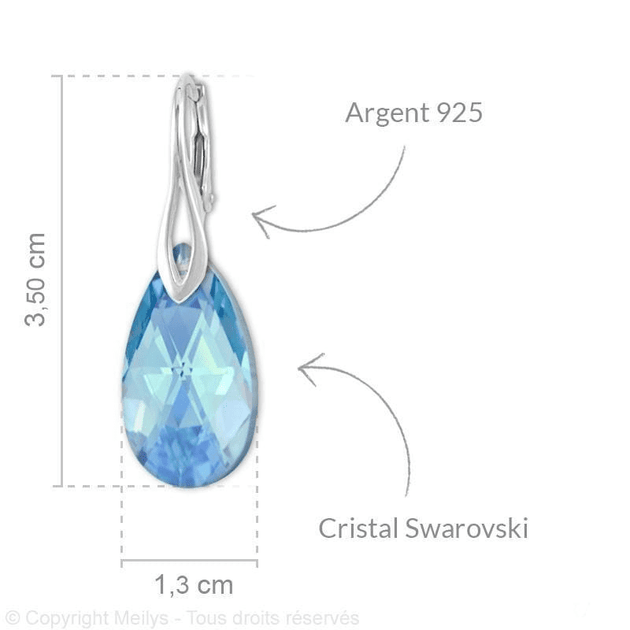 Aquamarine Silver Jewelry Set with Swarovski Crystal - Nexellus