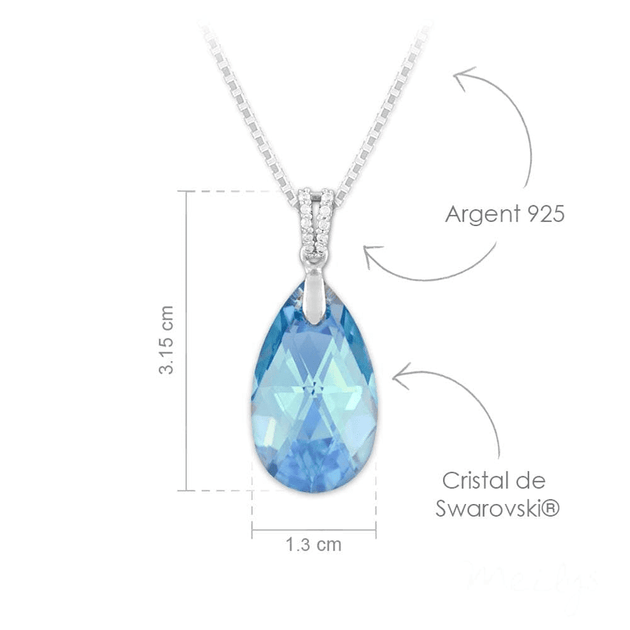 Aquamarine Silver Jewelry Set with Swarovski Crystal - Nexellus