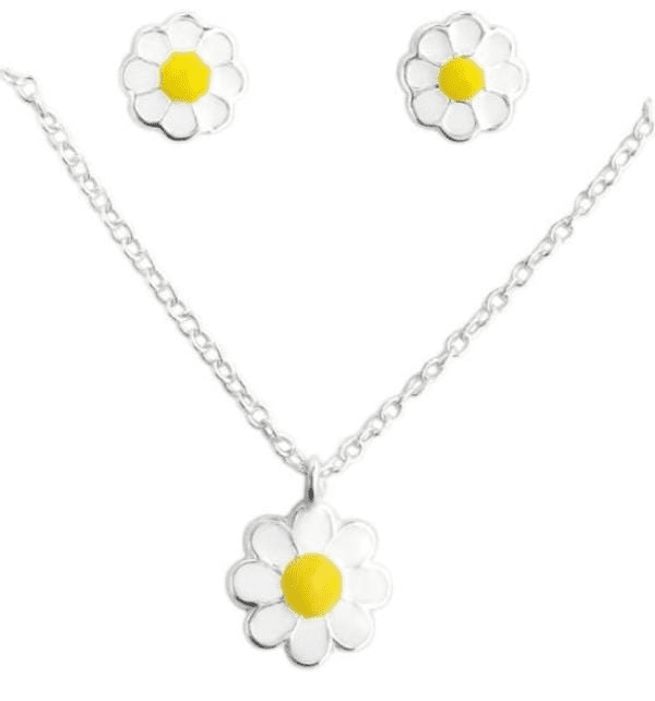 Kids  Silver Flower Pendant Necklace jewelry Set - Nexellus