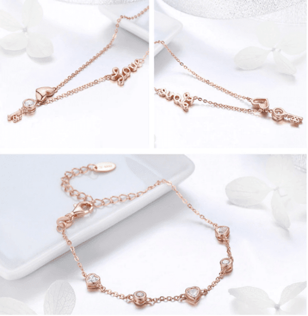 Rose Gold Lock Love Pendant Necklace Jewelry Set - Nexellus