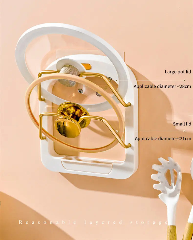 Wall-mounted pot lid holder u-shaped groove design hanging