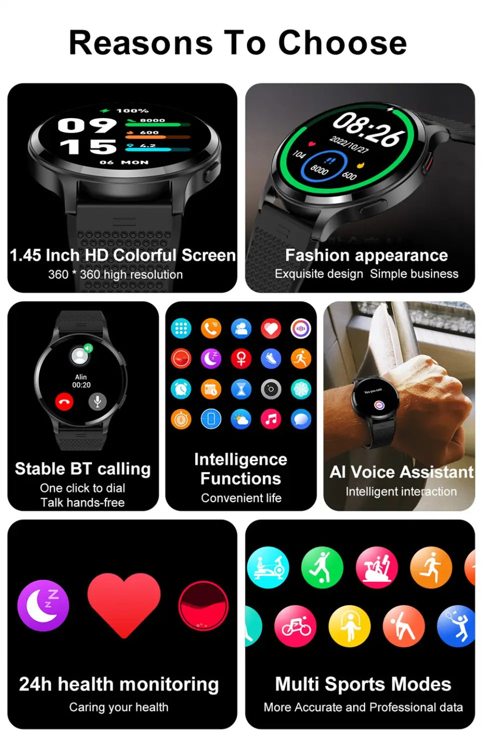 Men and women waterproof bluetooth call smart watch heart