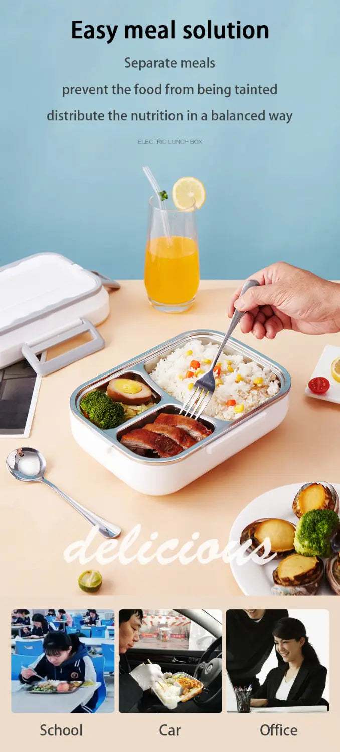 Chauffe-boîte à lunch portable en acier inoxydable de 1,5 l pour les voyages et