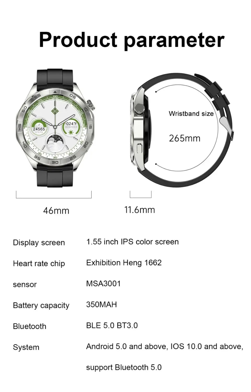 Ex105 smart watch encoder wireless charging payment function