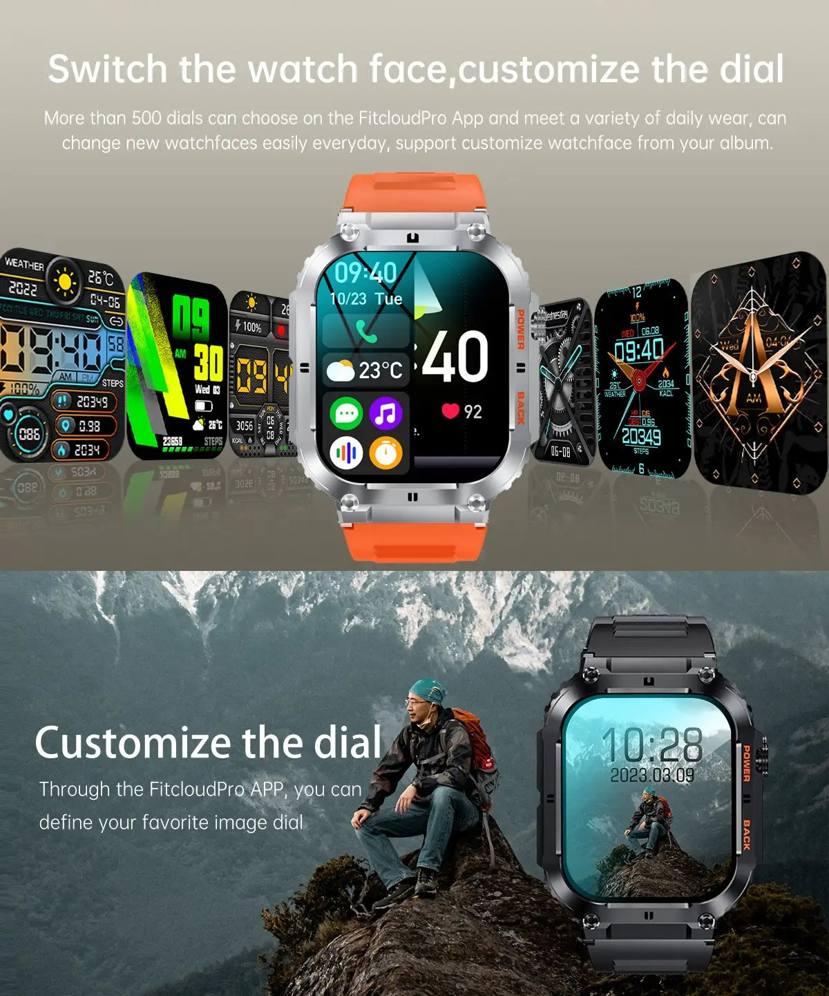 K57pro call smart watch 1.96 inch ips square screen all day